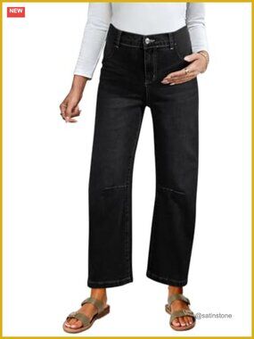 Maternity High Waist Barrel Wide Leg Pregnancy Denim Jeans